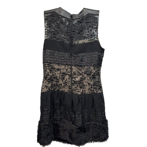 Diane Von Furstenberg Alty Astra Novelty Black Mini Dress Black Sz 4 Whimsy Goth - Picture 4 of 4